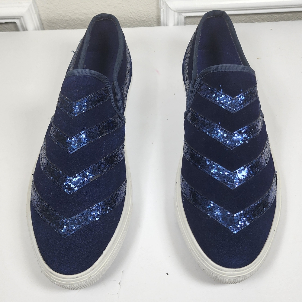 Andre Women Blue Glitter Slip On Sneakers Size 9.5